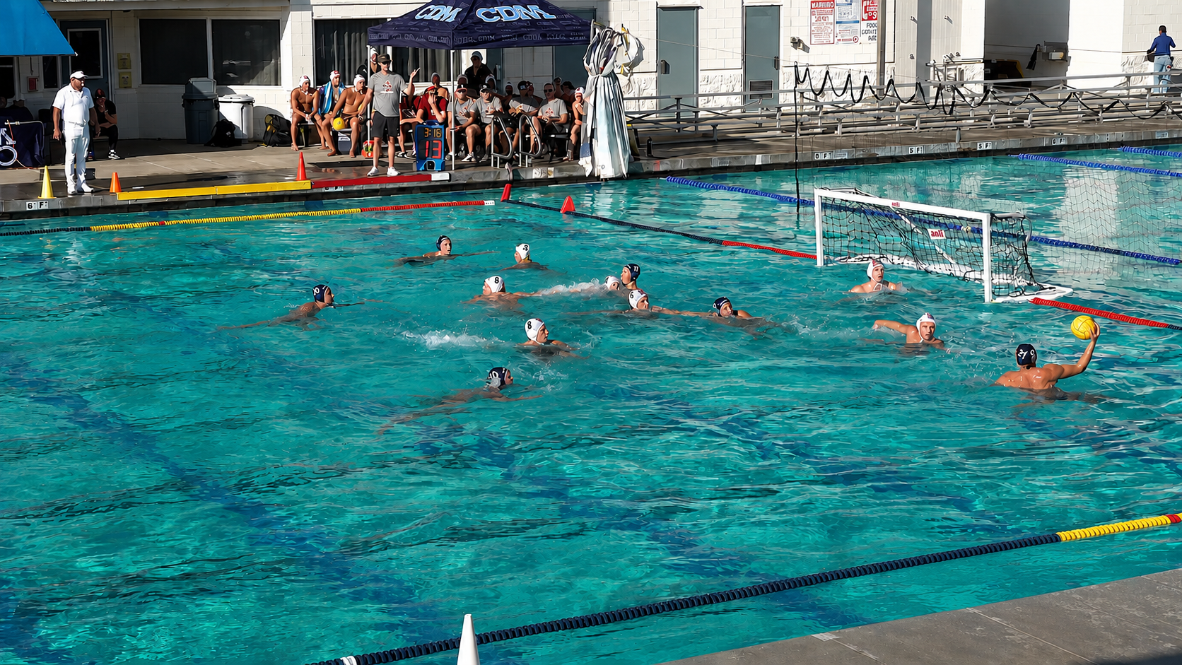 Annotated water polo film frame after review